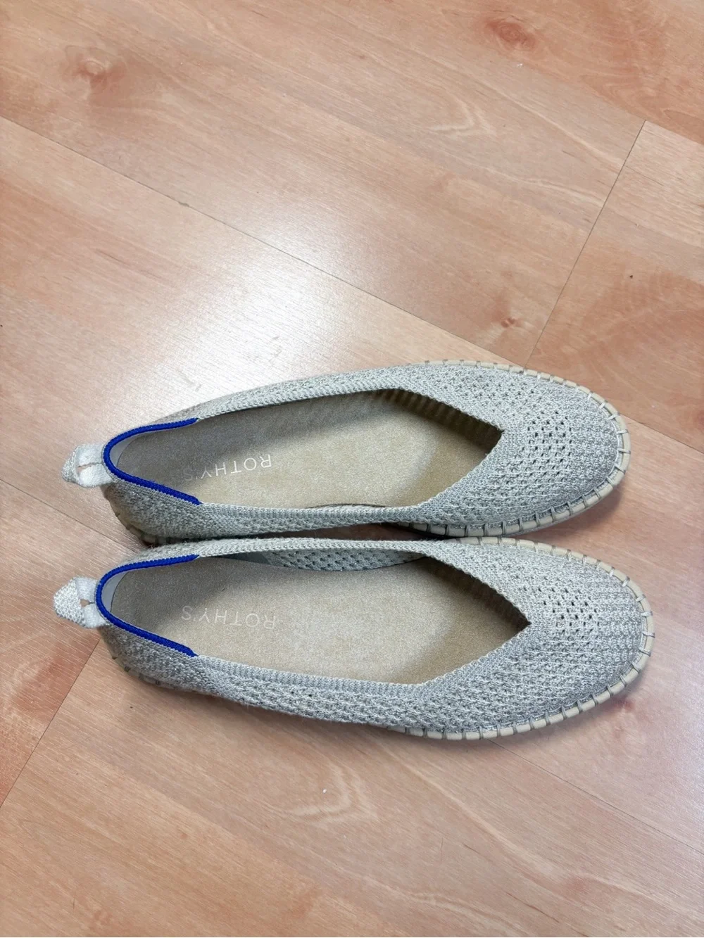 Rothy’s The Espadrille Diamond Metallic Knit Flats Women’s Size 9.5